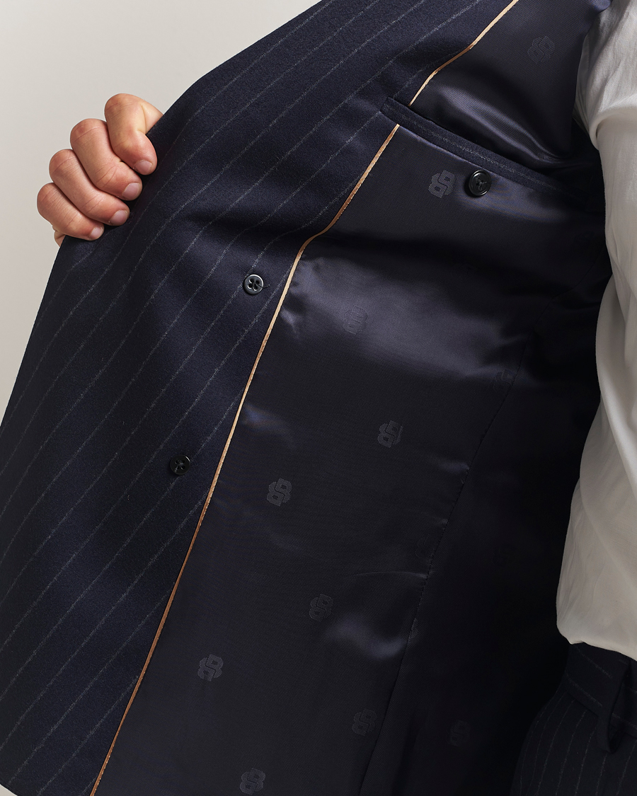 Herren | Anzüge | BOSS BLACK | Huge Wool Double Breasted Pinstriped Suit Dark Blue