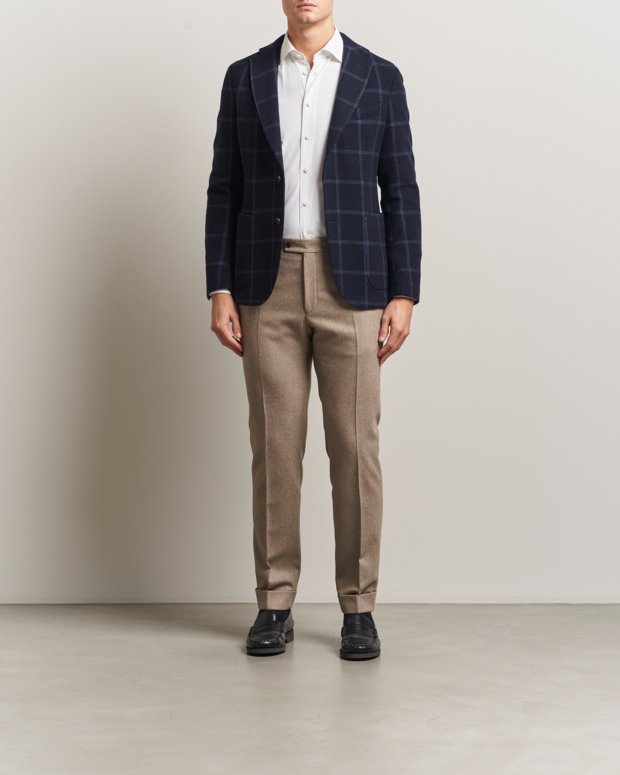 Herren | Sakkos | BOSS BLACK | Hanry Wool Checked Blazer Dark Blue
