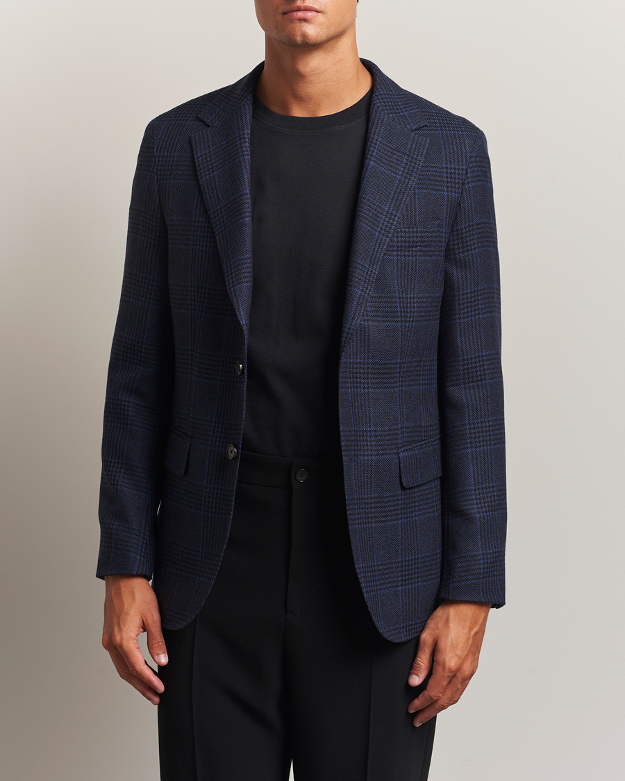 Herren | Sakkos | BOSS CAMEL | Jeff Wool Checked Blazer Dark Blue