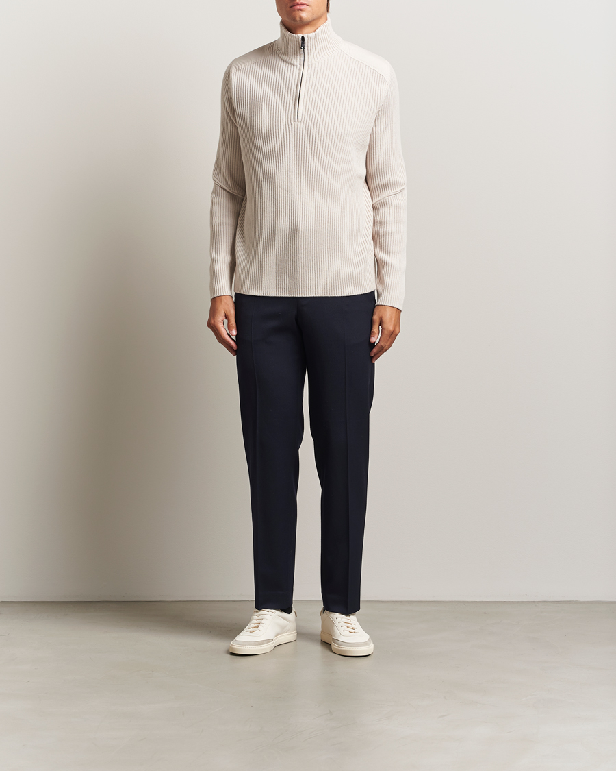 Herren | Pullover | J.Lindeberg | Martin Knitted Hybrid Half Zip Moonbeam