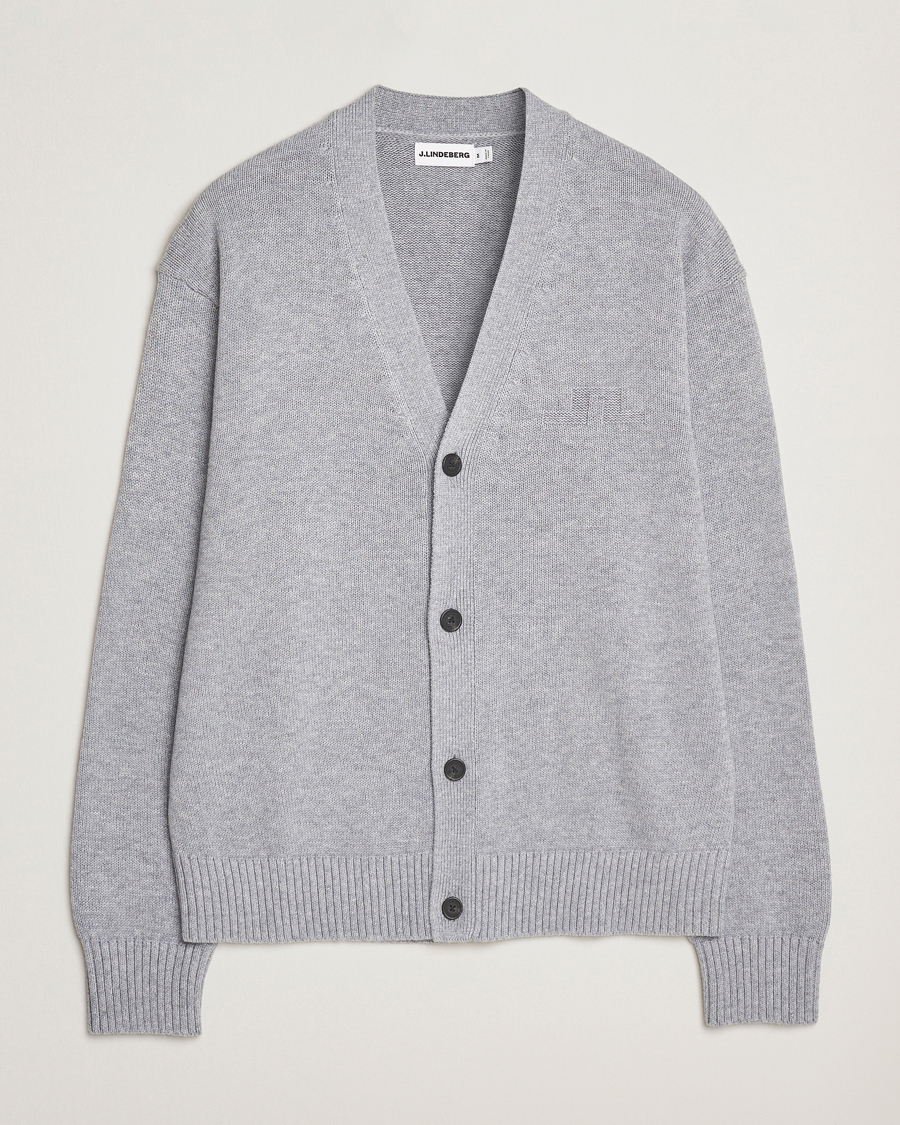 Herren | Pullover | J.Lindeberg | Eddy Wool/Cotton Knitted Cardigan Light Grey Melange