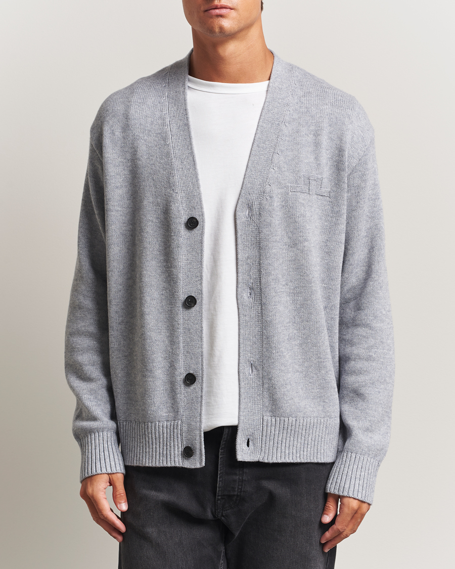 Herren | Pullover | J.Lindeberg | Eddy Wool/Cotton Knitted Cardigan Light Grey Melange