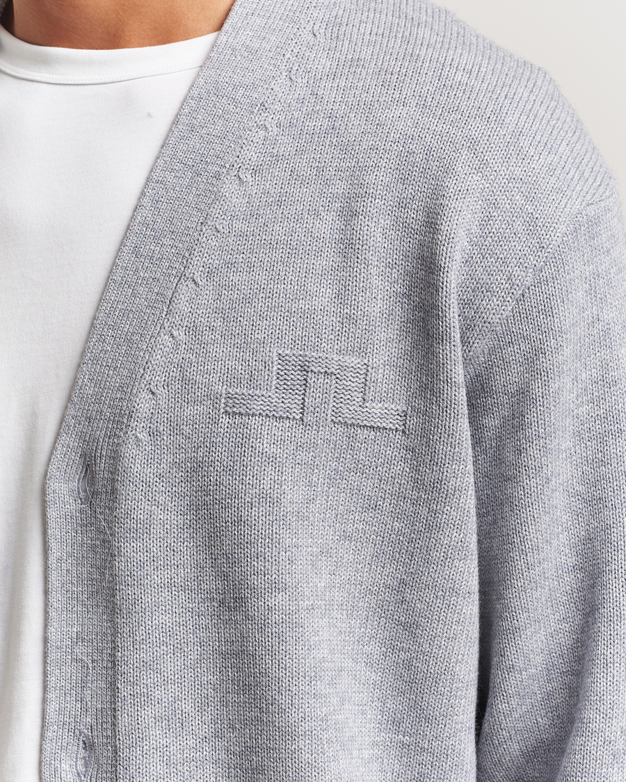 Herren | Pullover | J.Lindeberg | Eddy Wool/Cotton Knitted Cardigan Light Grey Melange