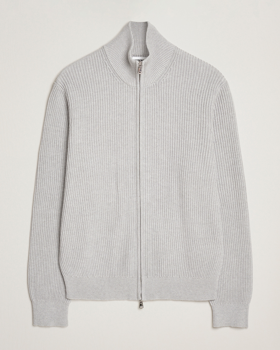 Herren | Pullover | J.Lindeberg | Alexis Cotton Full Zip Light Grey Melange