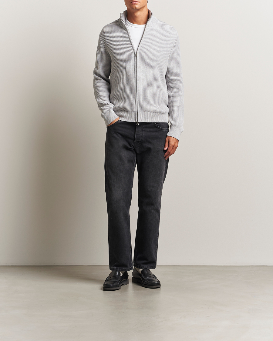 Herren | Pullover | J.Lindeberg | Alexis Cotton Full Zip Light Grey Melange