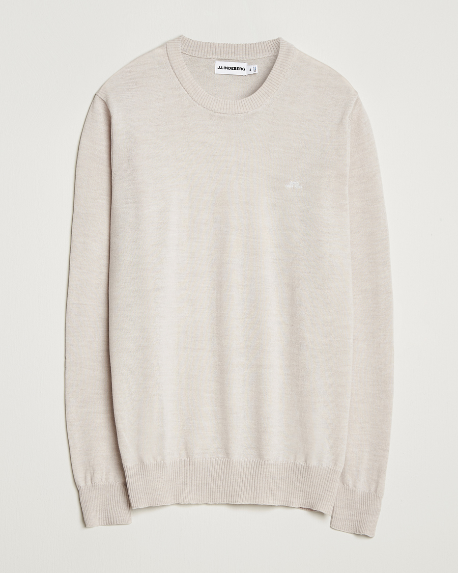 Herren | Pullover | J.Lindeberg | Keane Merino Crew Neck Moonbeam Melange