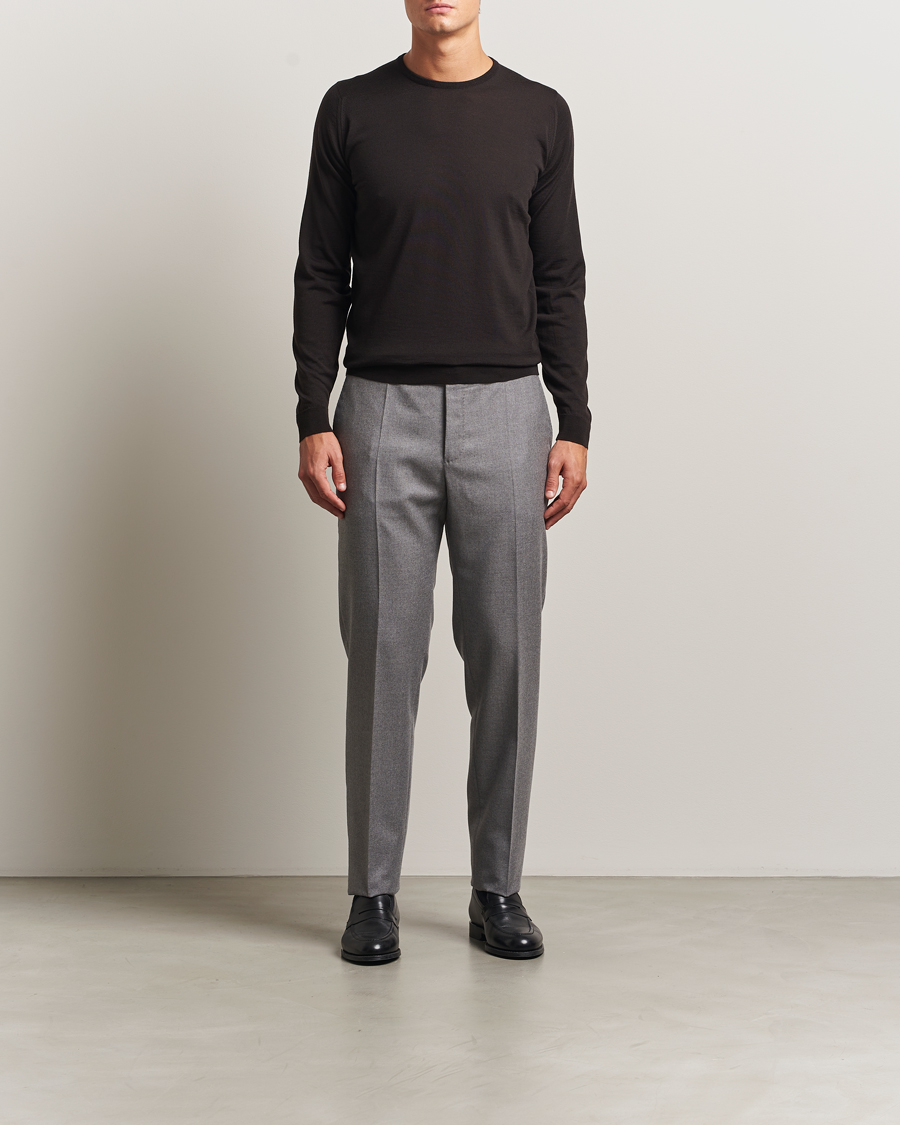 Herren | Pullover | John Smedley | Lundy Extra Fine Merino Crew Neck Faulkner Brown