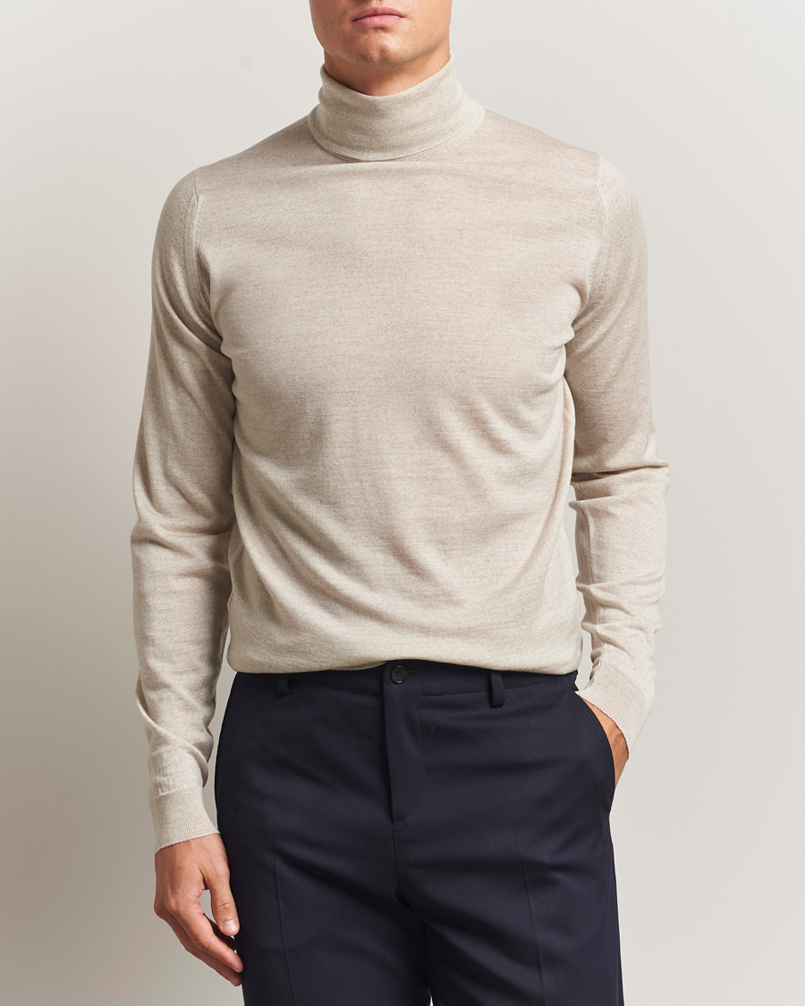 Herren | Pullover | John Smedley | Cherwell Extra Fine Merino Rollneck Grey Fleece