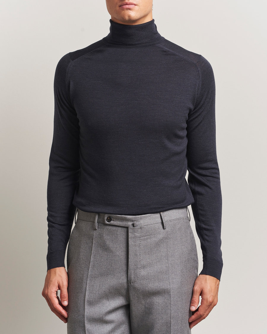 Herren | Pullover | John Smedley | Cherwell Extra Fine Merino Rollneck Hepburn Smoke
