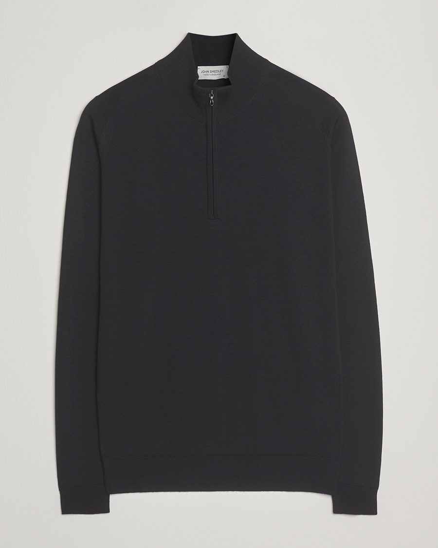 Herren | Pullover | John Smedley | Barrow Extra Fine Merino Half Zip Black