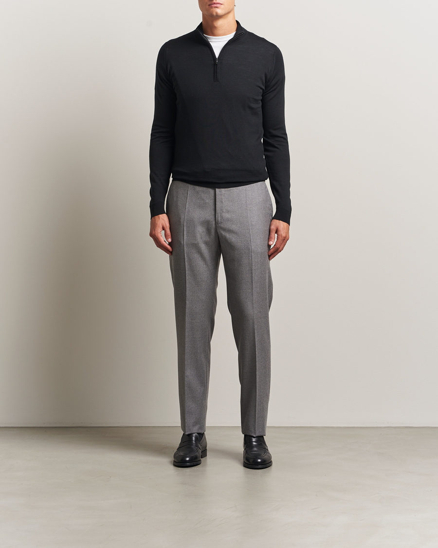 Herren | Pullover | John Smedley | Barrow Extra Fine Merino Half Zip Black