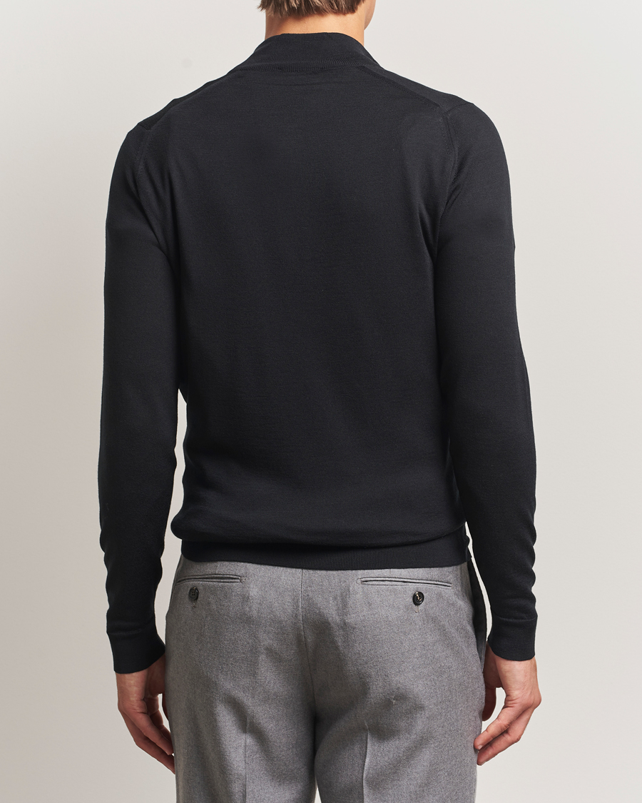 Herren | Pullover | John Smedley | Barrow Extra Fine Merino Half Zip Black