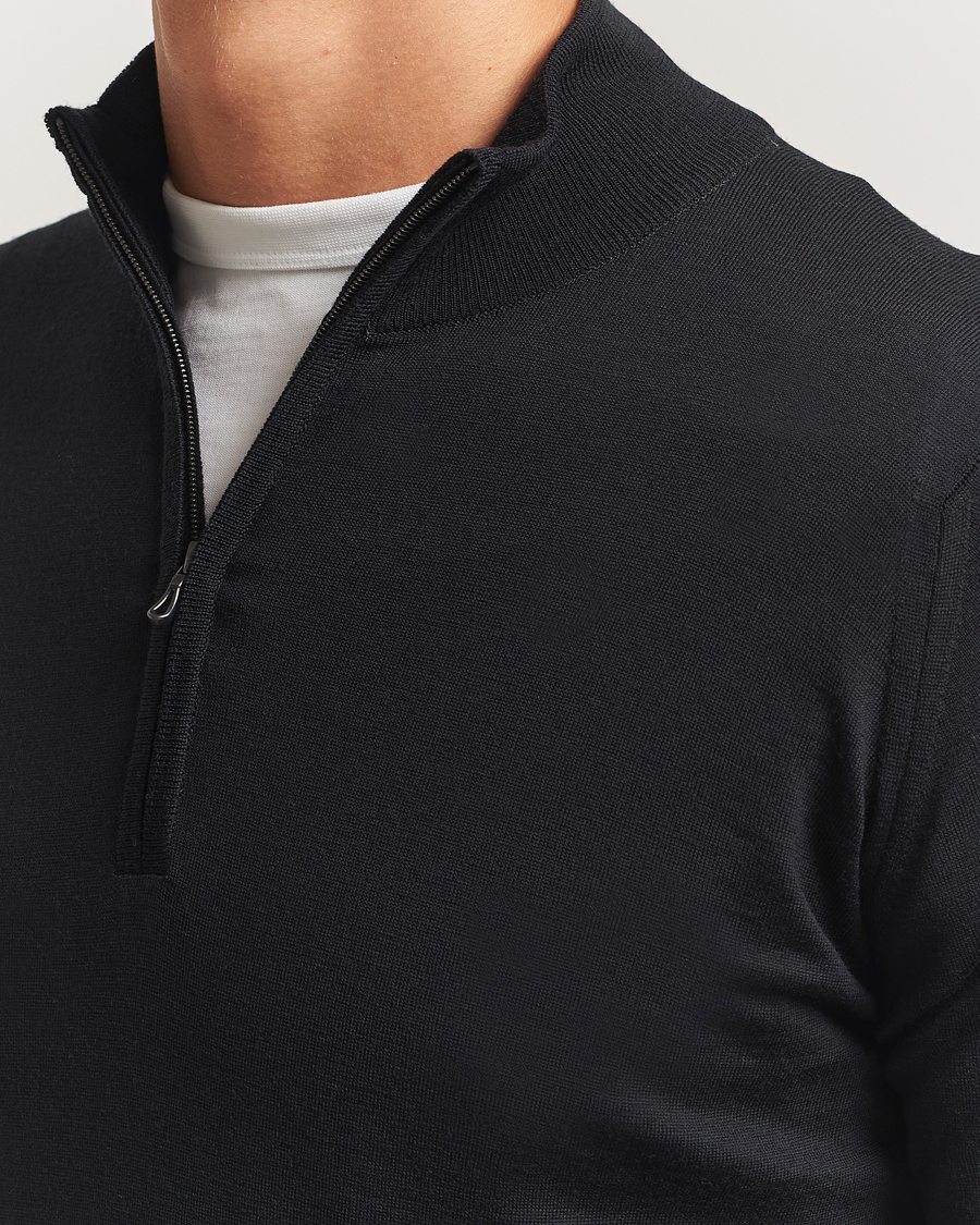 Herren | Pullover | John Smedley | Barrow Extra Fine Merino Half Zip Black