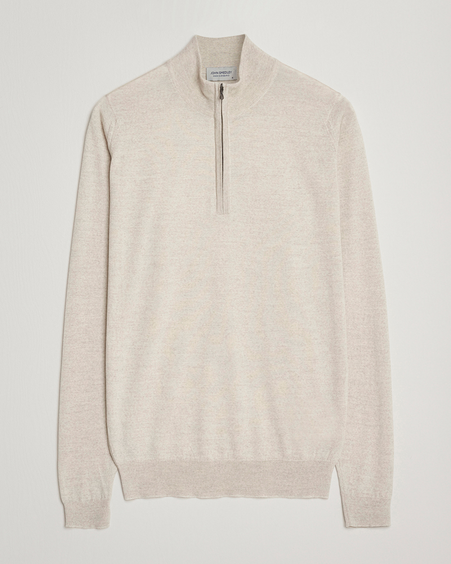 Herren | Pullover | John Smedley | Barrow Extra Fine Merino Half Zip Grey Fleece