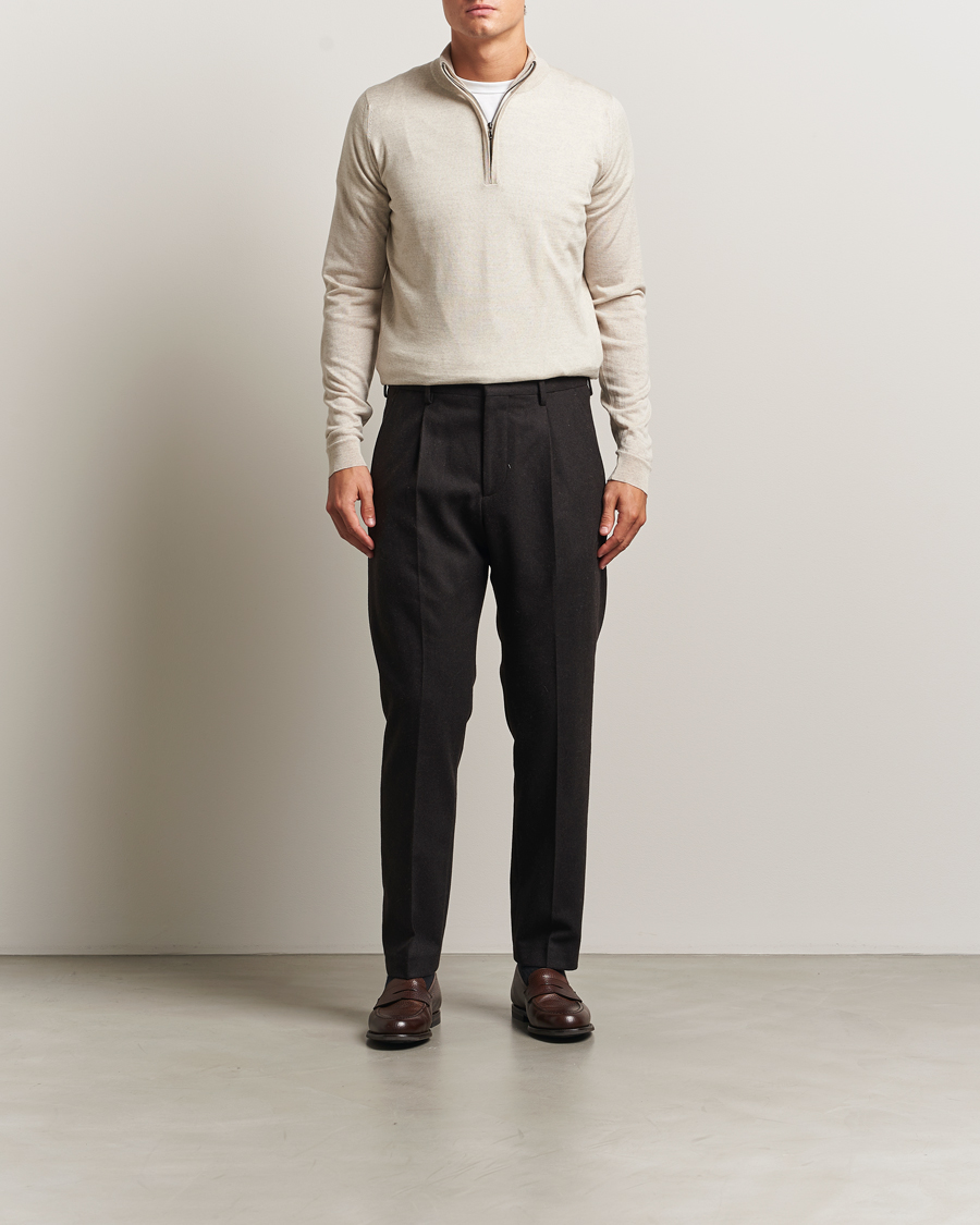 Herren | Pullover | John Smedley | Barrow Extra Fine Merino Half Zip Grey Fleece