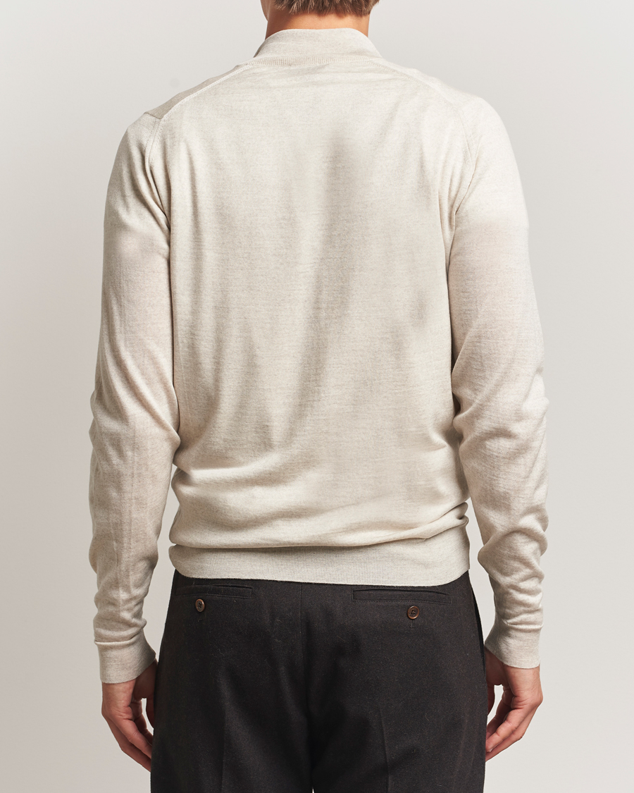 Herren | Pullover | John Smedley | Barrow Extra Fine Merino Half Zip Grey Fleece