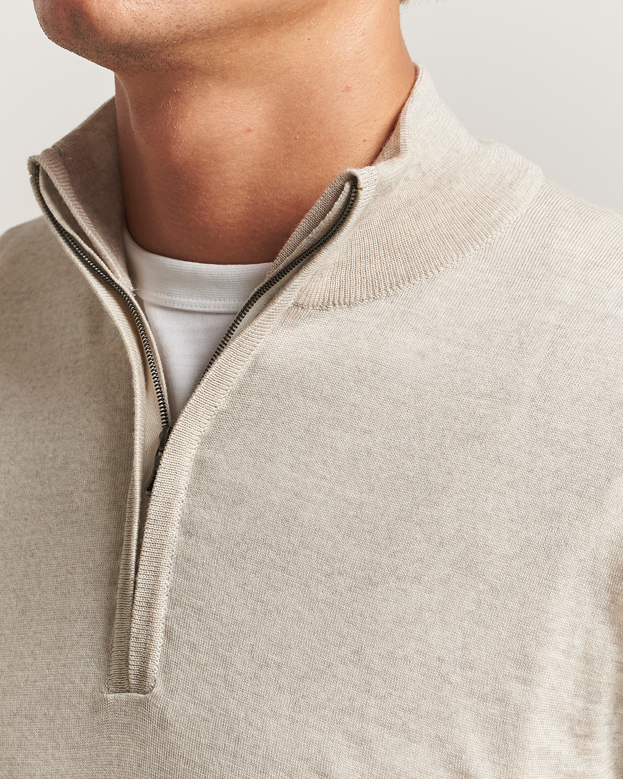 Herren | Pullover | John Smedley | Barrow Extra Fine Merino Half Zip Grey Fleece