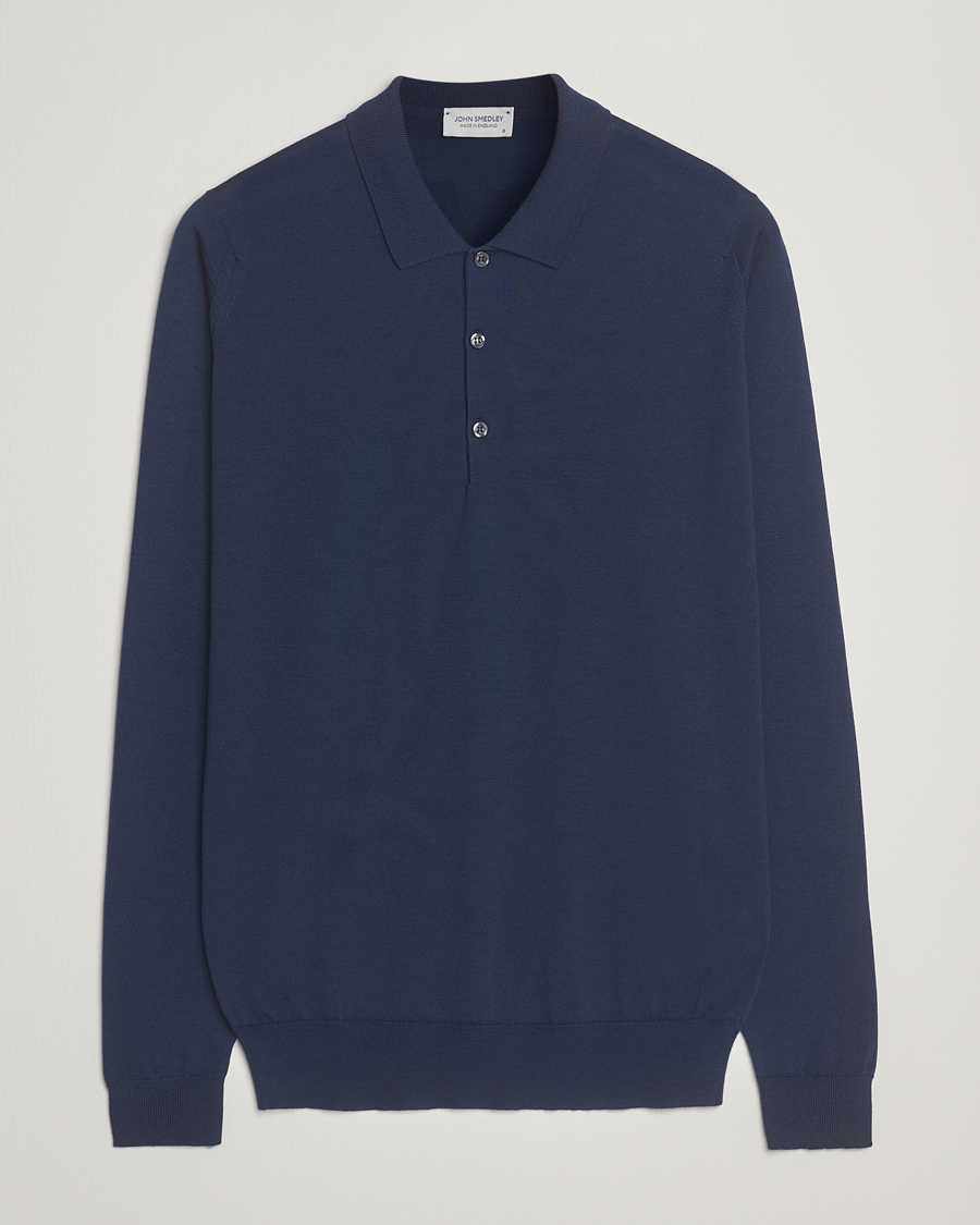 Herren | Pullover | John Smedley | Belper Extra Fine Merino Polo Pullover Hemingway Blue