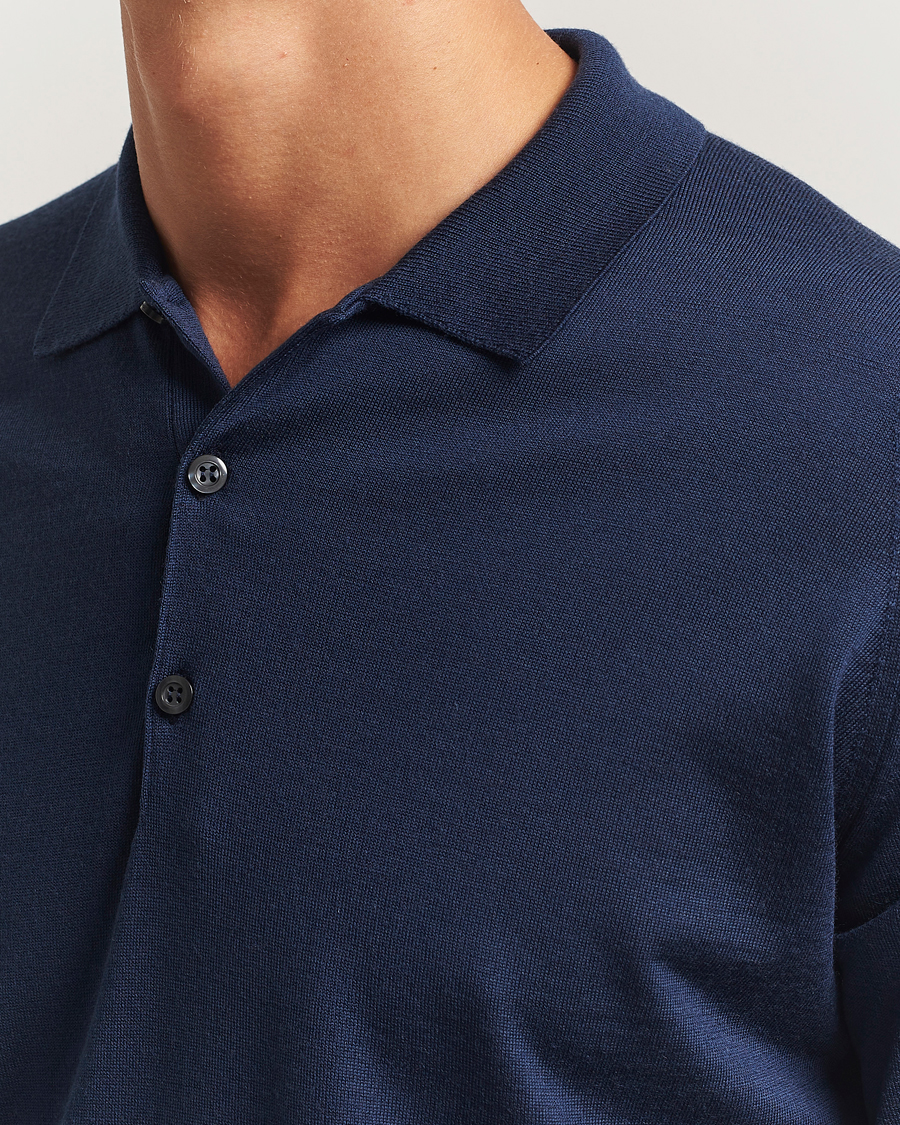 Herren | Pullover | John Smedley | Belper Extra Fine Merino Polo Pullover Hemingway Blue
