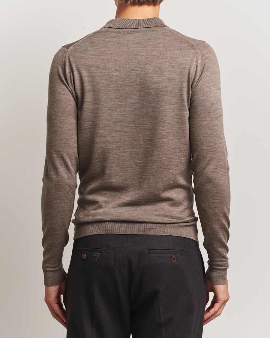 Herren | Pullover | John Smedley | Belper Extra Fine Merino Polo Pullover Mushroom Brown