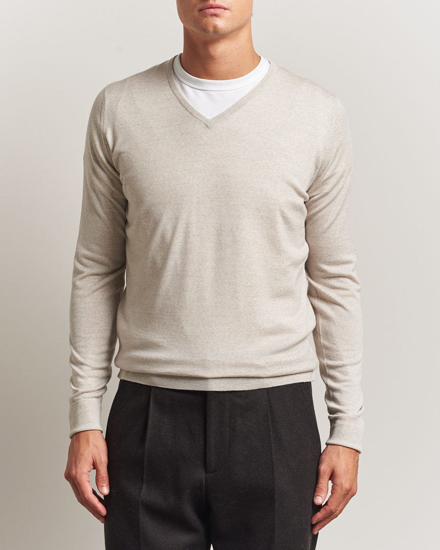 Herren | Pullover | John Smedley | Bobby Extra Fine Merino V-Neck Pullover Grey Fleece