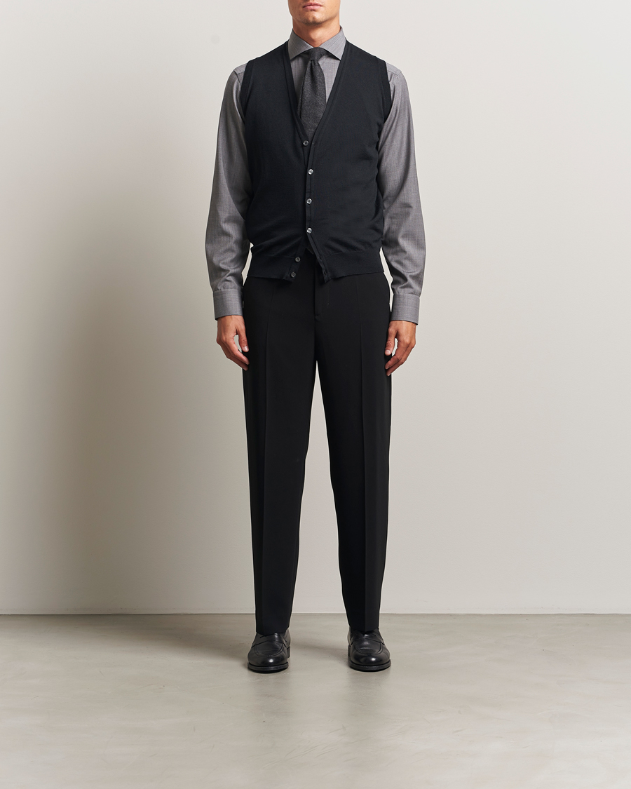Herren | Pullover | John Smedley | Huntswood Slim Fit Waistcoat Black