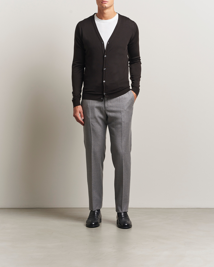 Herren | Pullover | John Smedley | Petworth Extra Fine Merino Cardigan Faulkner Brown