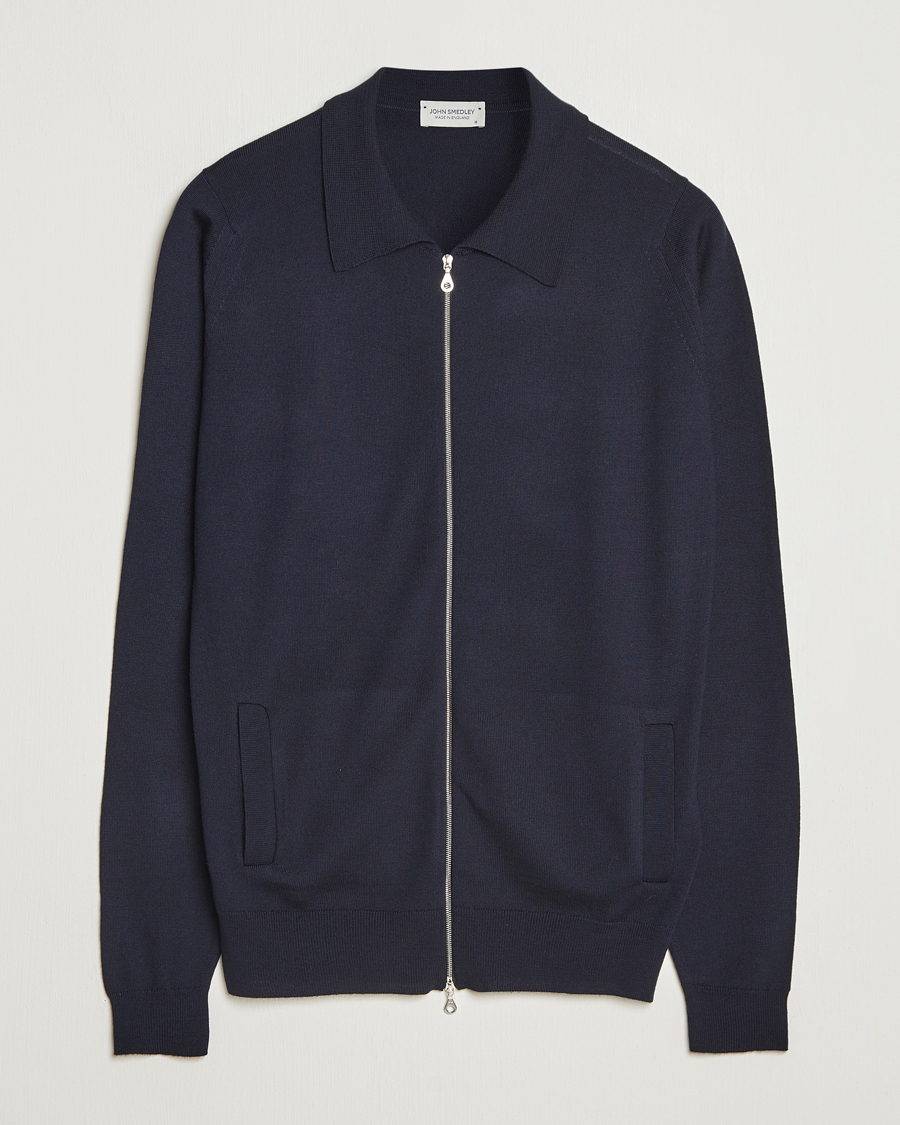 Herren | Pullover | John Smedley | Alston Extra Fine Merino Full Zip Midnight