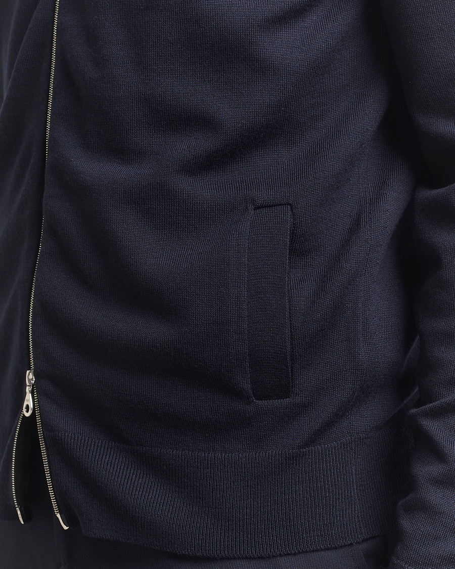 Herren | Pullover | John Smedley | Alston Extra Fine Merino Full Zip Midnight
