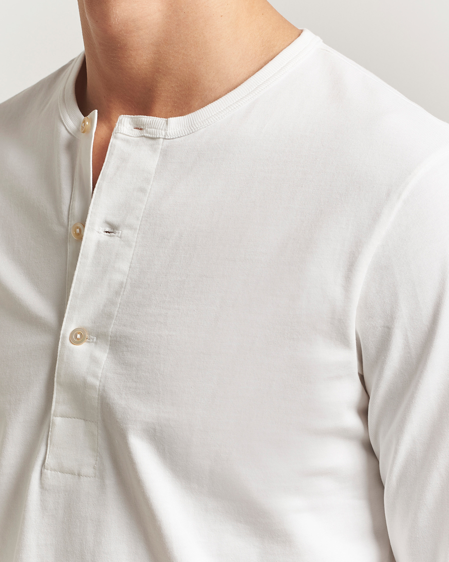 Herren | T-Shirts | Merz b. Schwanen | Classic Fit Sturdy Organic Cotton Henley White