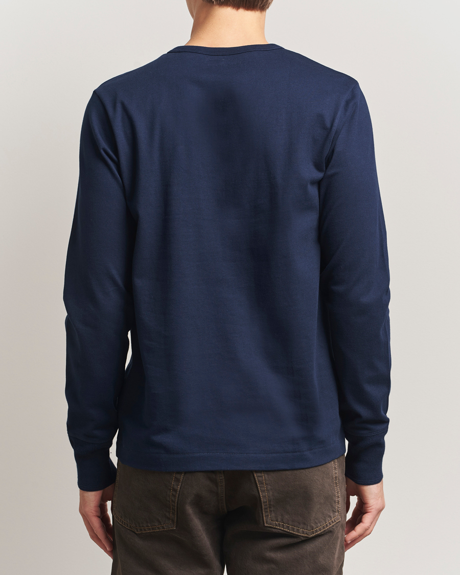 Herren | Pullover | Merz b. Schwanen | Classic Fit Sturdy Organic Cotton Henley Ink Blue