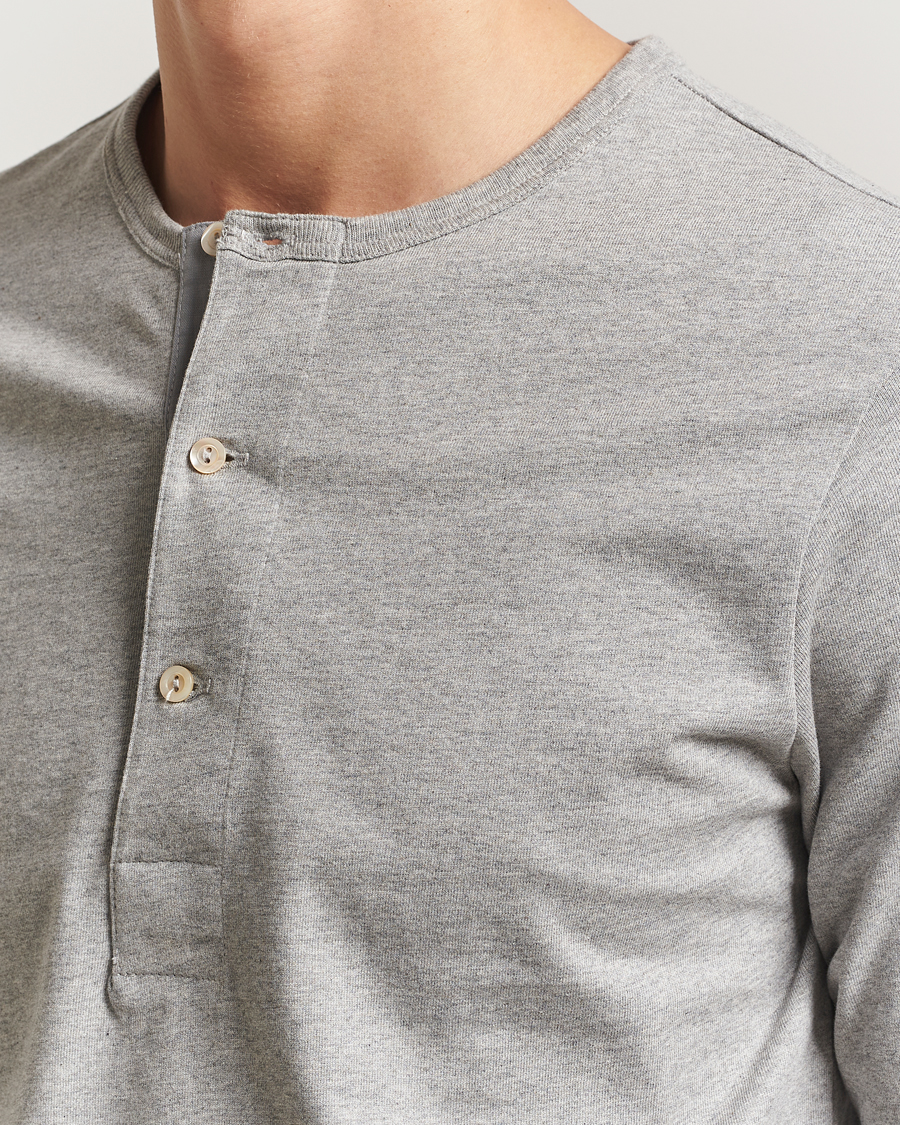 Herren | Pullover | Merz b. Schwanen | Classic Fit Sturdy Organic Cotton Henley Grey Melange
