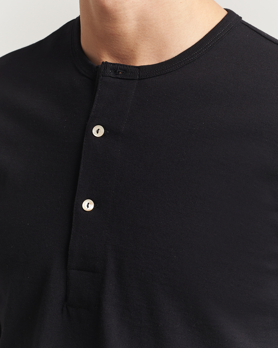 Herren | Pullover | Merz b. Schwanen | Classic Fit Sturdy Organic Cotton Henley Black