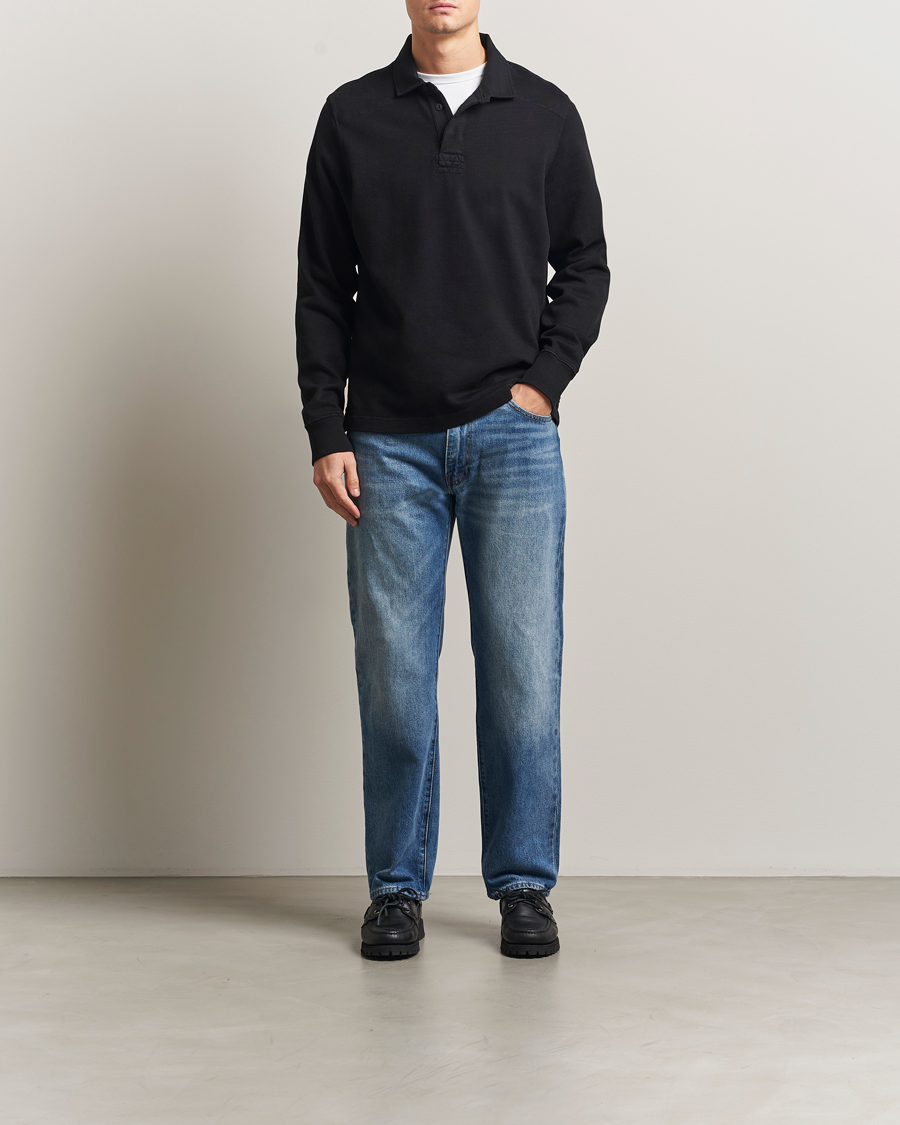 Herren | Pullover | Merz b. Schwanen | Relaxed Fit Vintage Cotton Rugby Shirt Black