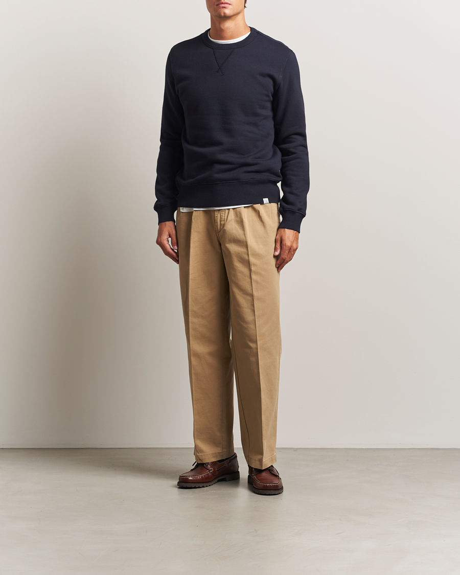 Herren | Pullover | Merz b. Schwanen | Relaxed Fit Vintage Cotton Sweatshirt Dark Navy