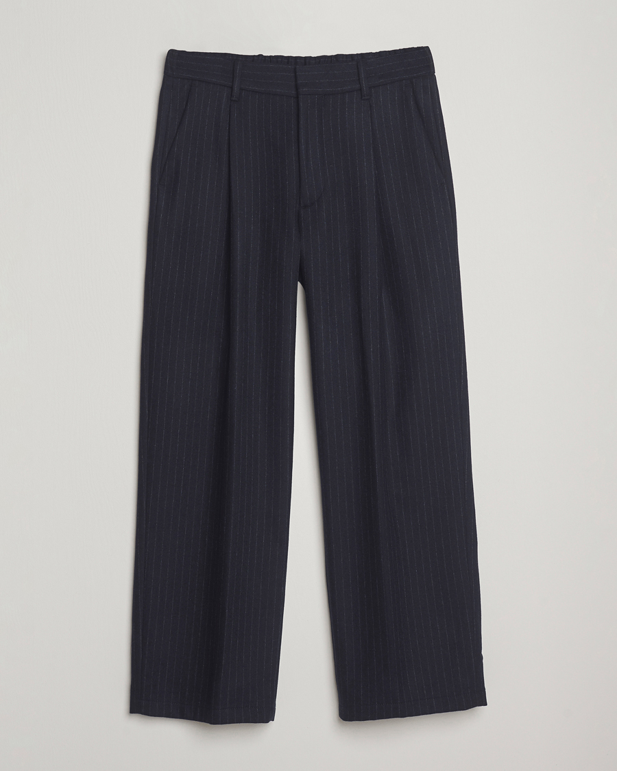 Herren | Hosen | NN07 | Kay Wool Pleated Pinstriped Trousers Navy Blue