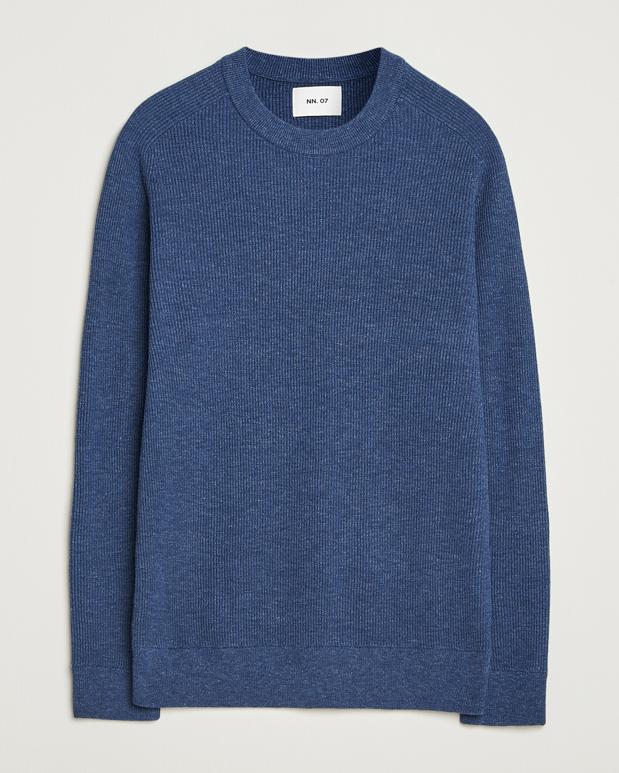 Herren | Pullover | NN07 | Kevin Cotton Knitted Sweater Denim Blue