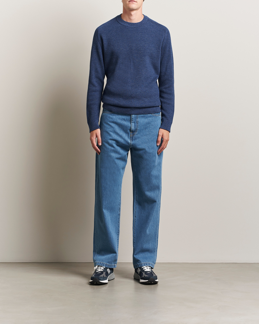 Herren | Pullover | NN07 | Kevin Cotton Knitted Sweater Denim Blue