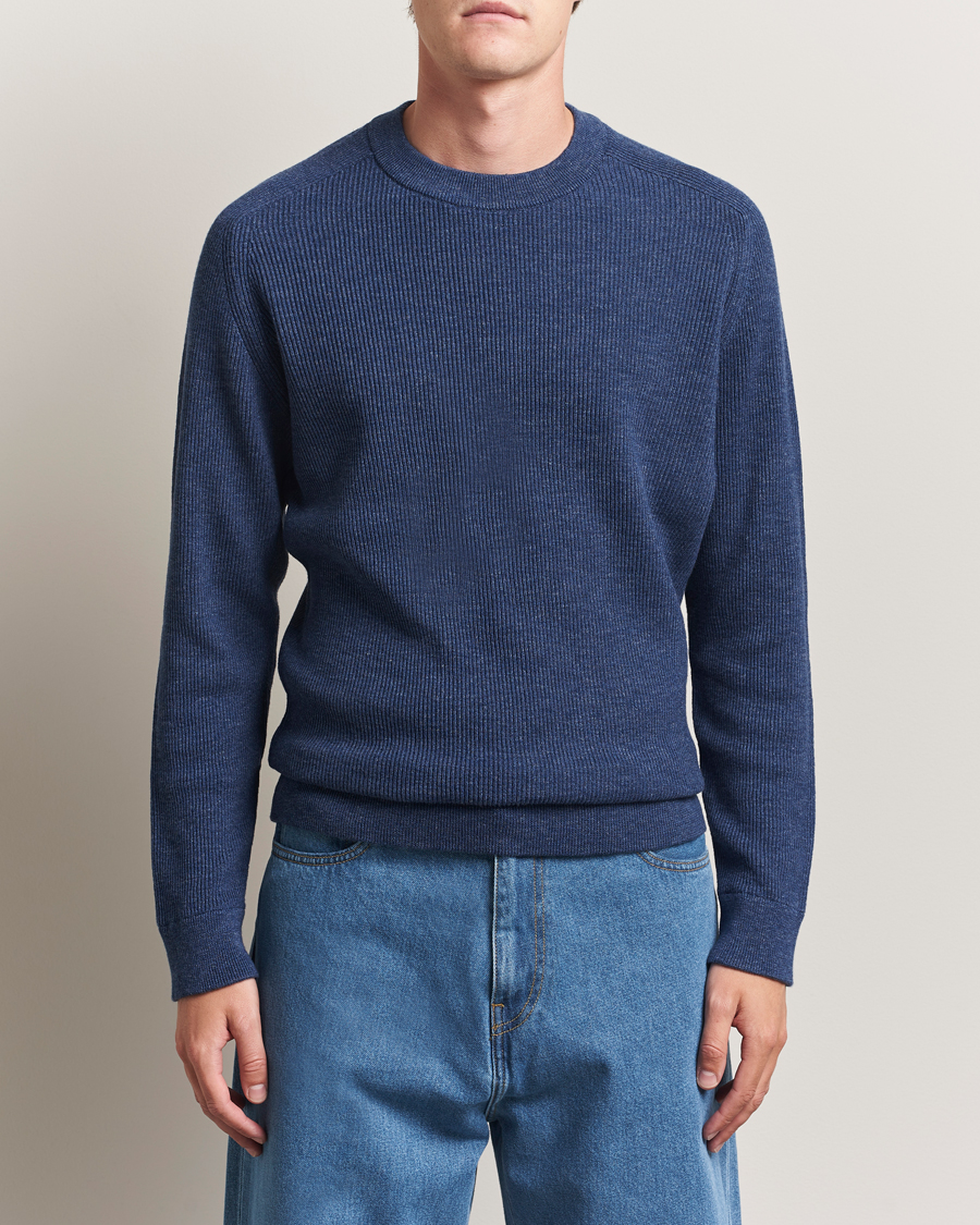 Herren | Pullover | NN07 | Kevin Cotton Knitted Sweater Denim Blue