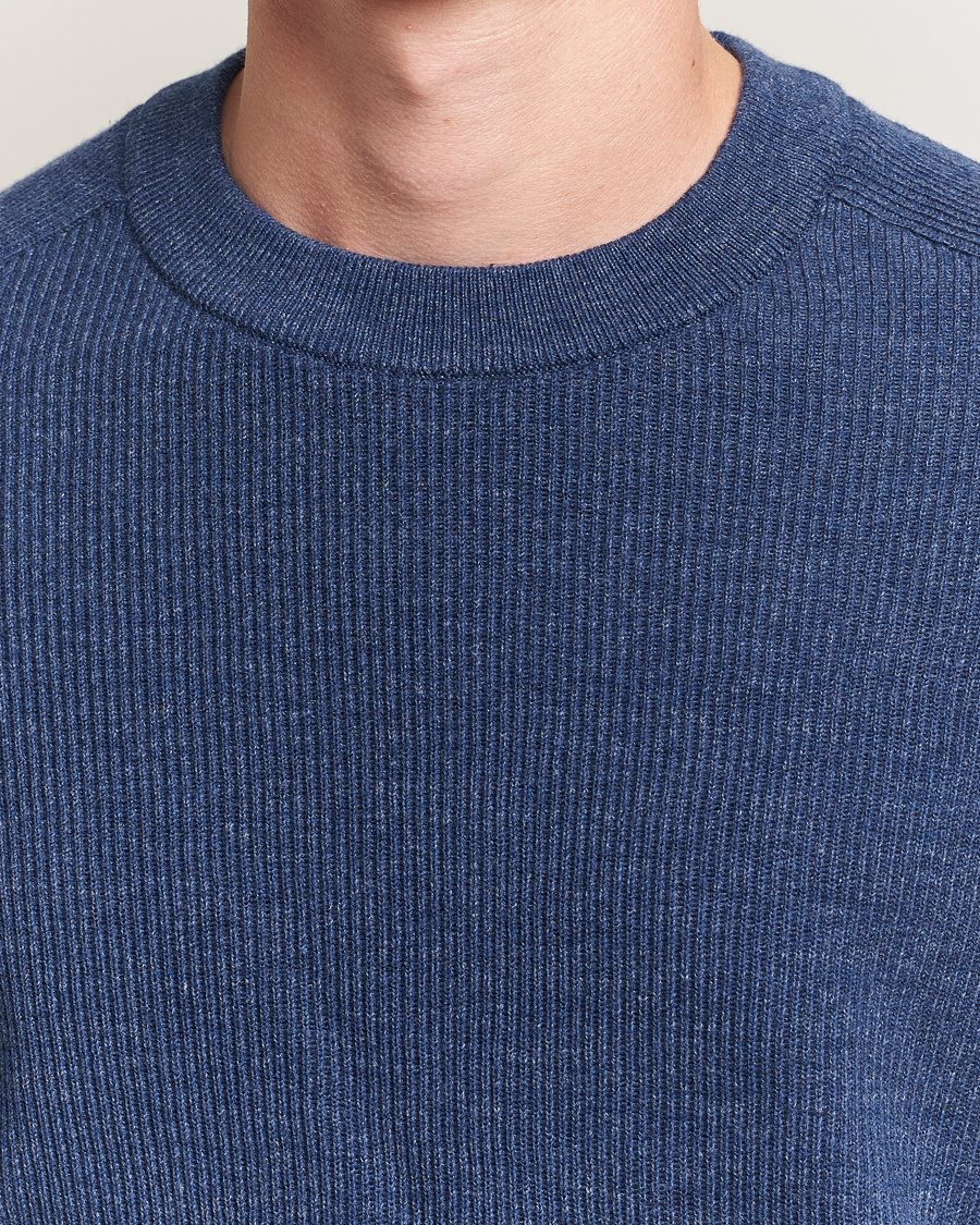 Herren | Pullover | NN07 | Kevin Cotton Knitted Sweater Denim Blue
