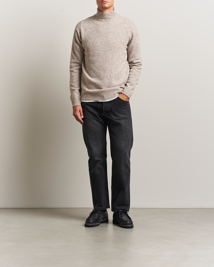 Herren | Pullover | NN07 | Aksel Wool Donegal Knitted Mock Neck Ivory