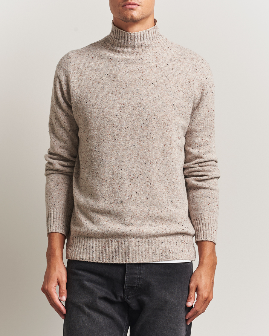Herren | Pullover | NN07 | Aksel Wool Donegal Knitted Mock Neck Ivory