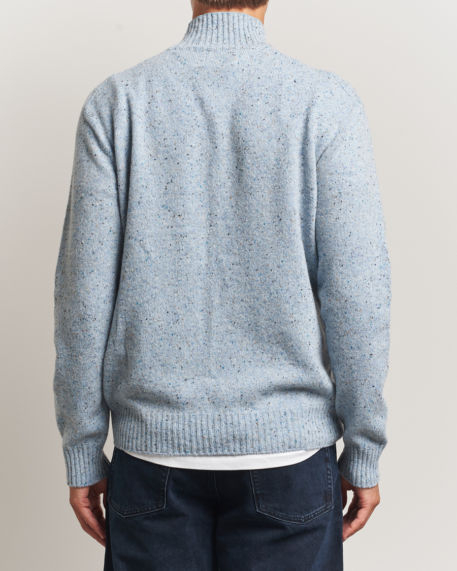 Herren | Pullover | NN07 | Aksel Wool Donegal Knitted Mock Neck Cerulian Blue