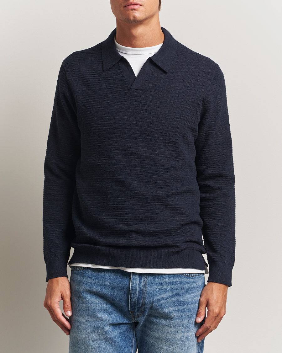 Herren | Pullover | NN07 | Paul Cotton Knitted Polo Deep Navy