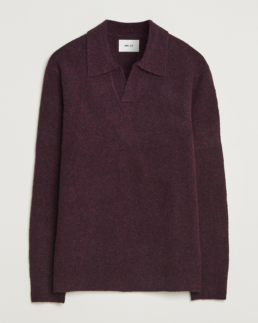 Herren | Pullover | NN07 | Hope Wool Knitted Polo Wine Red