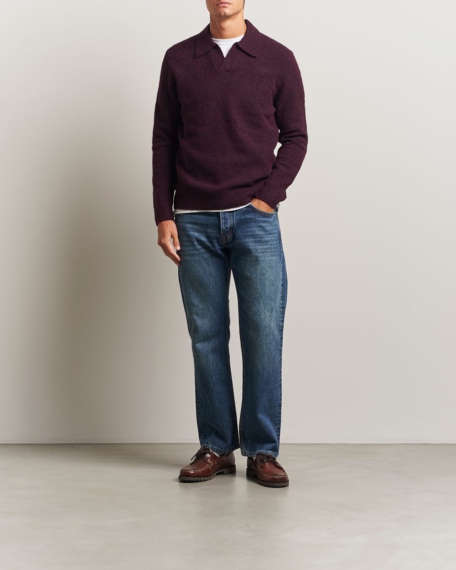 Herren | Pullover | NN07 | Hope Wool Knitted Polo Wine Red