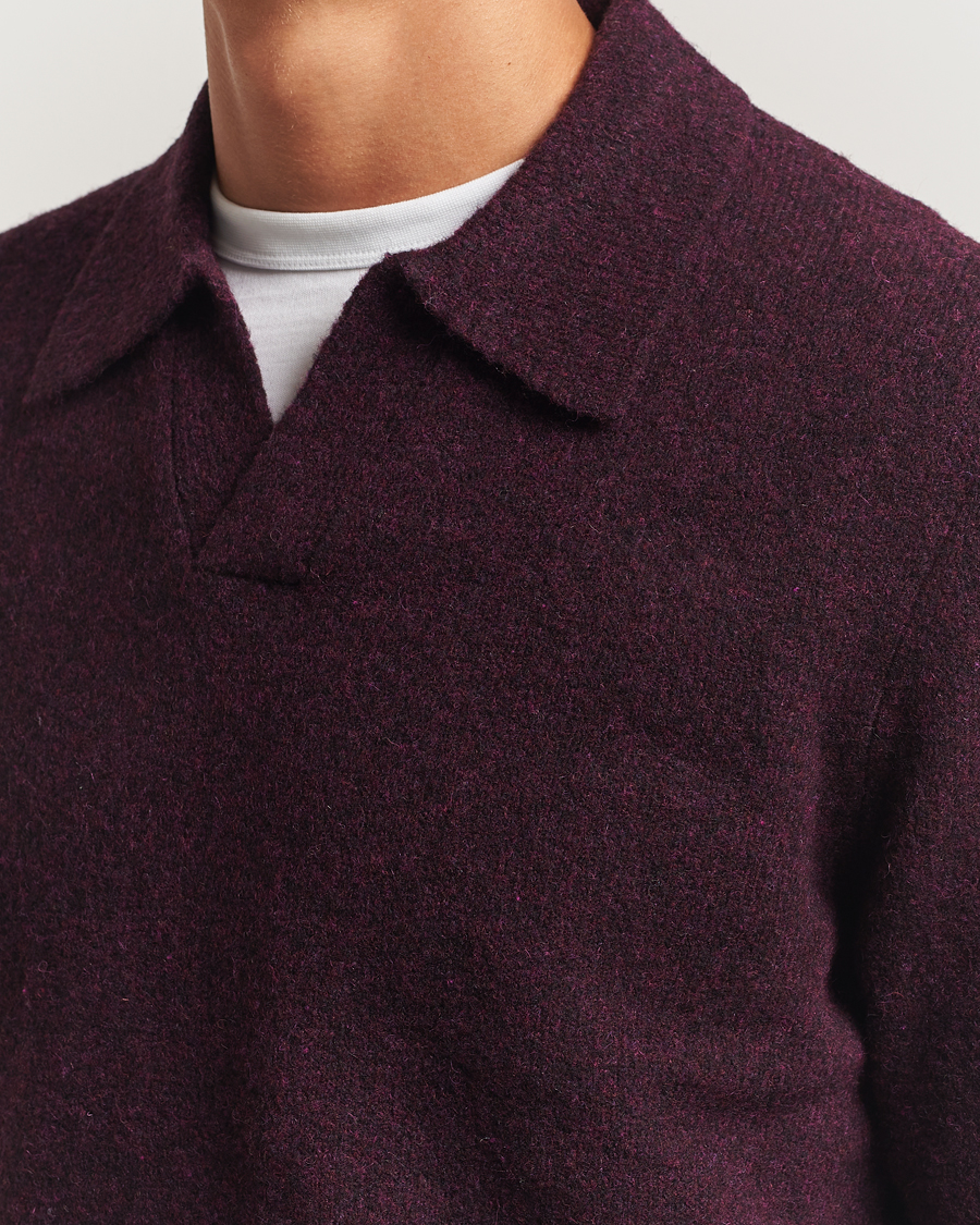 Herren | Pullover | NN07 | Hope Wool Knitted Polo Wine Red