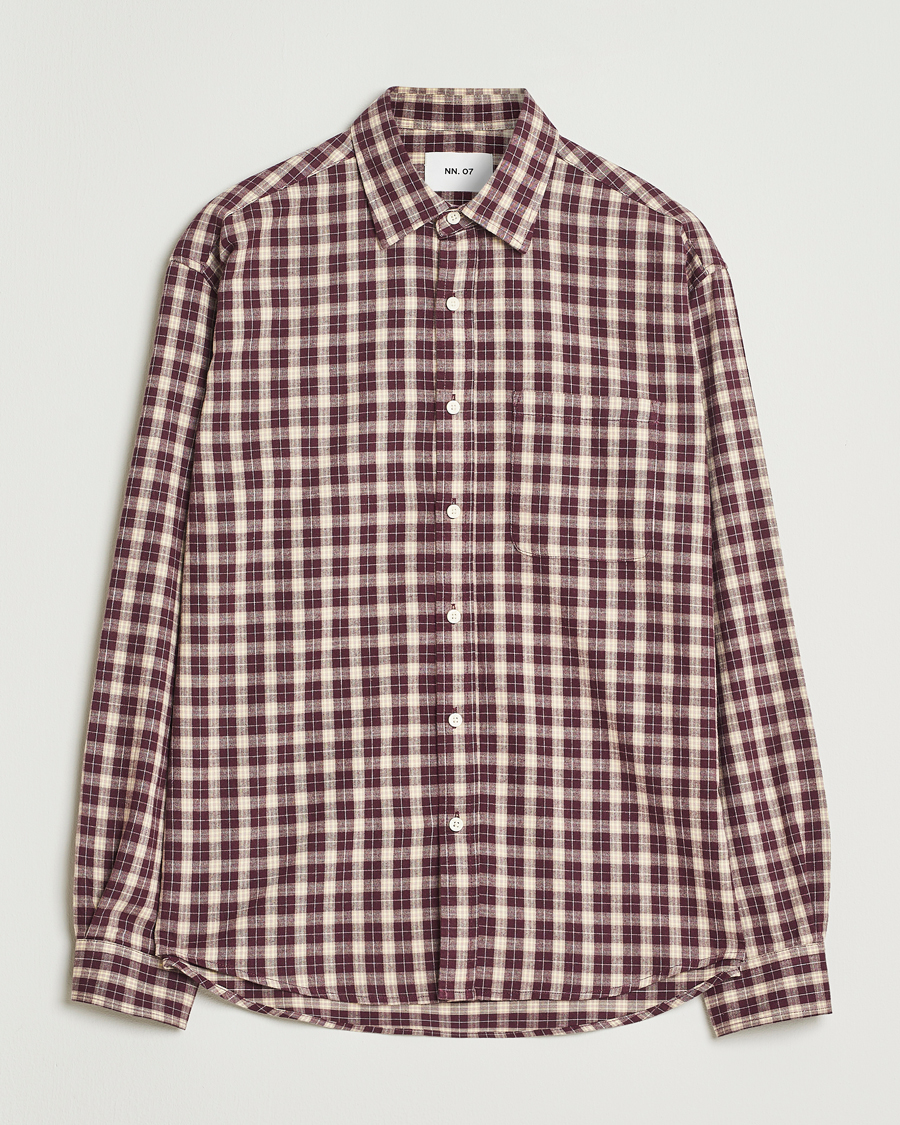 Herren | Hemden | NN07 | Deon Flannel Checked Shirt Wine Red