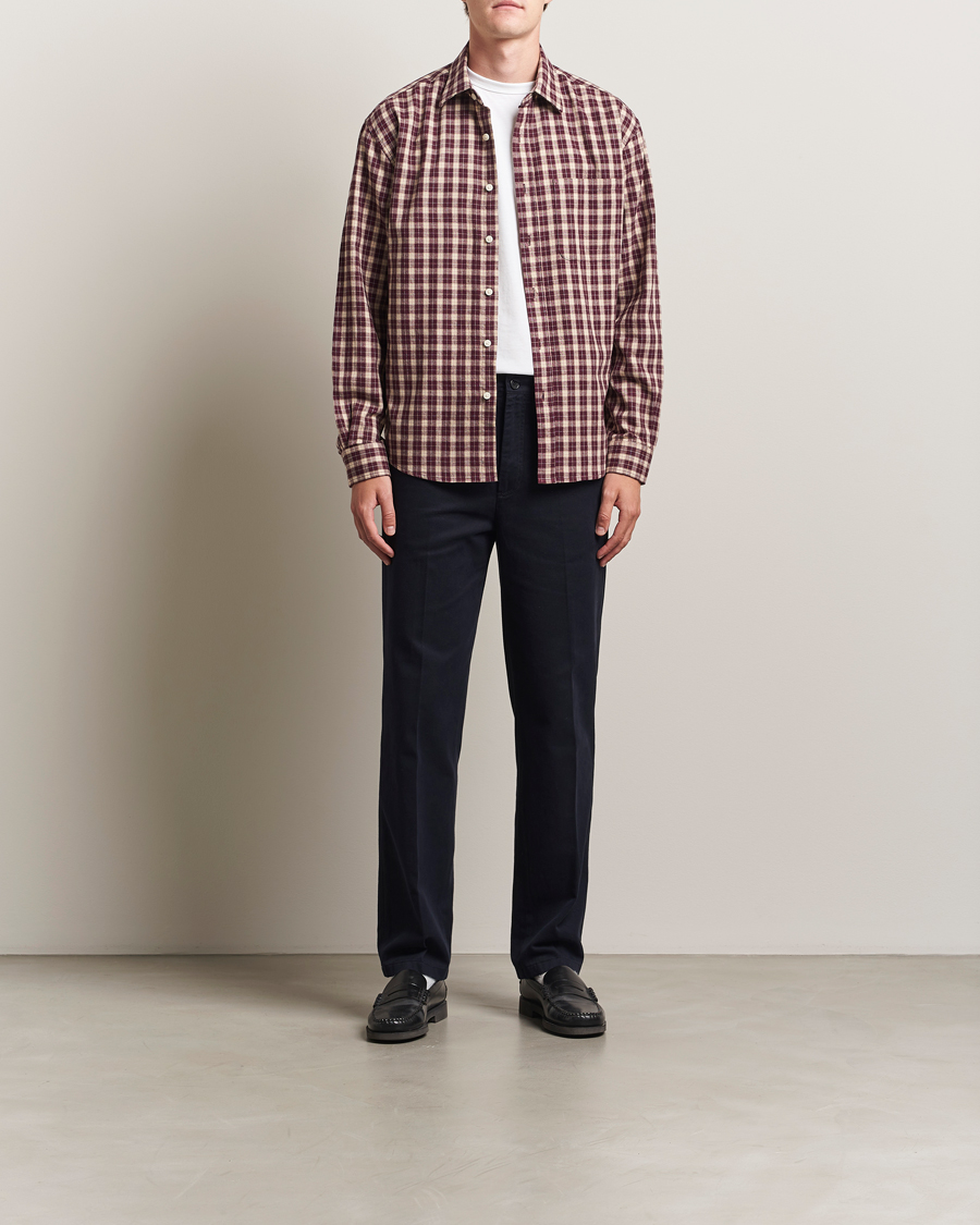 Herren | Hemden | NN07 | Deon Flannel Checked Shirt Wine Red