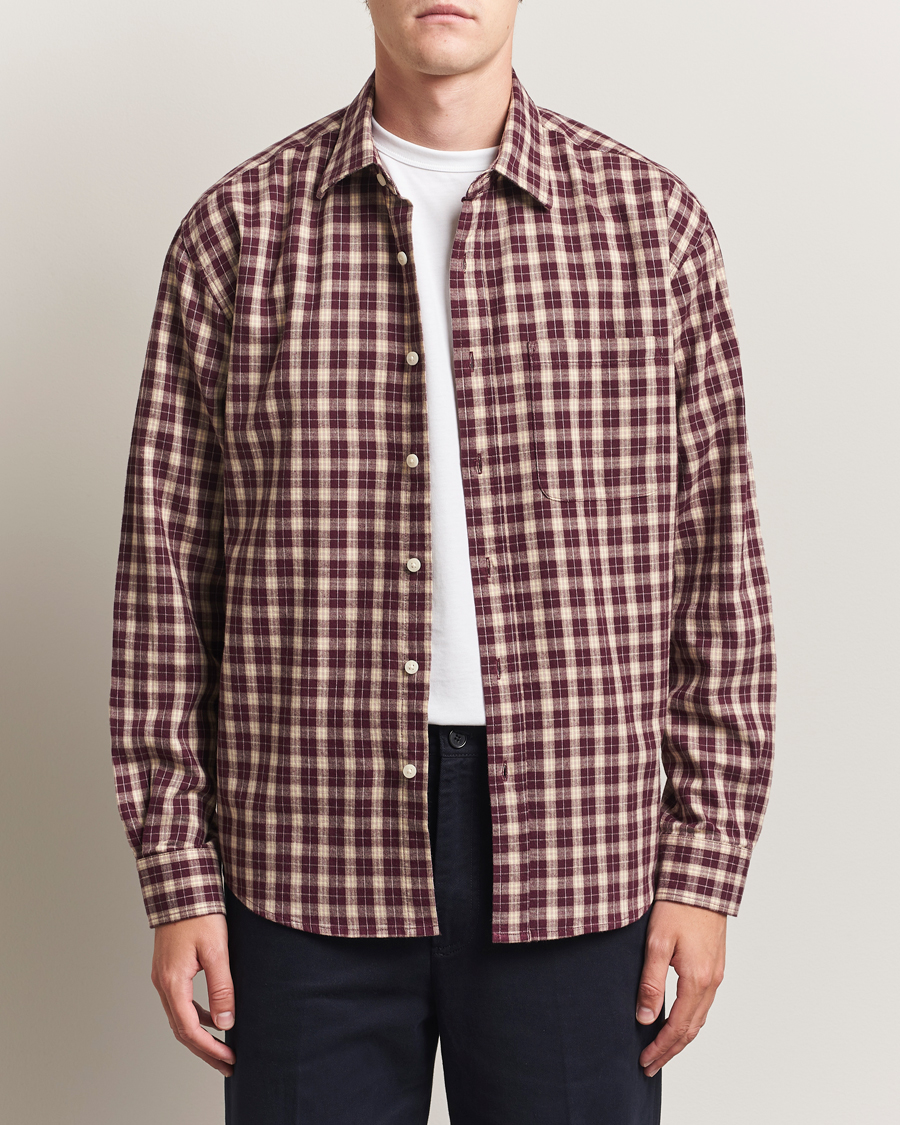 Herren | Hemden | NN07 | Deon Flannel Checked Shirt Wine Red